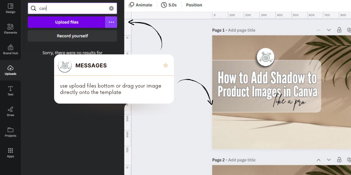 upload your product image on canva