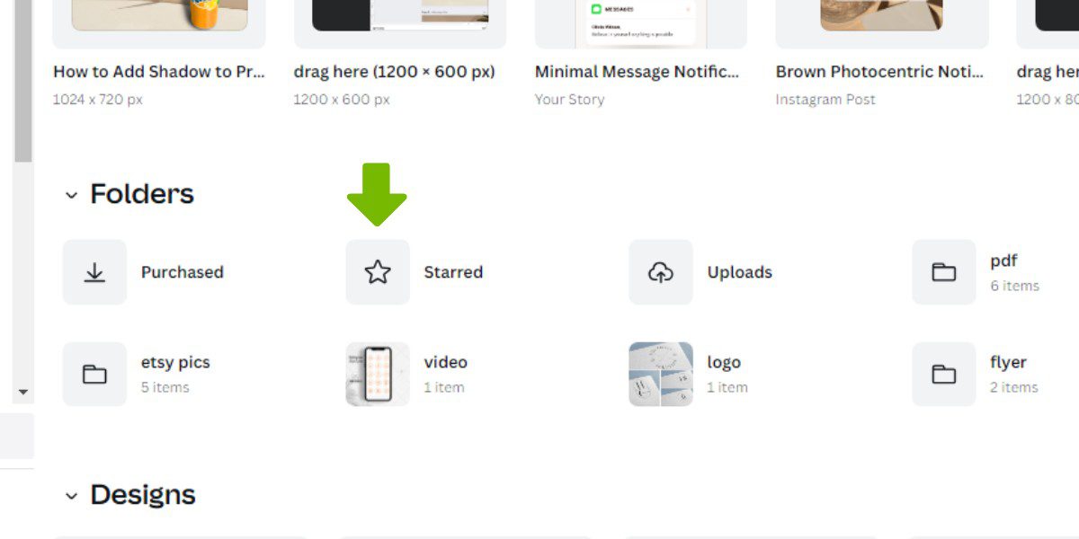 Access Your Starred Folders on canva