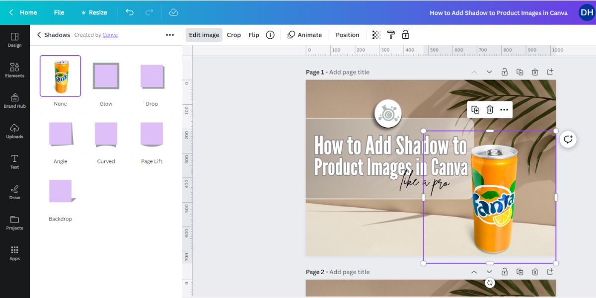 drop shadow after effect direction