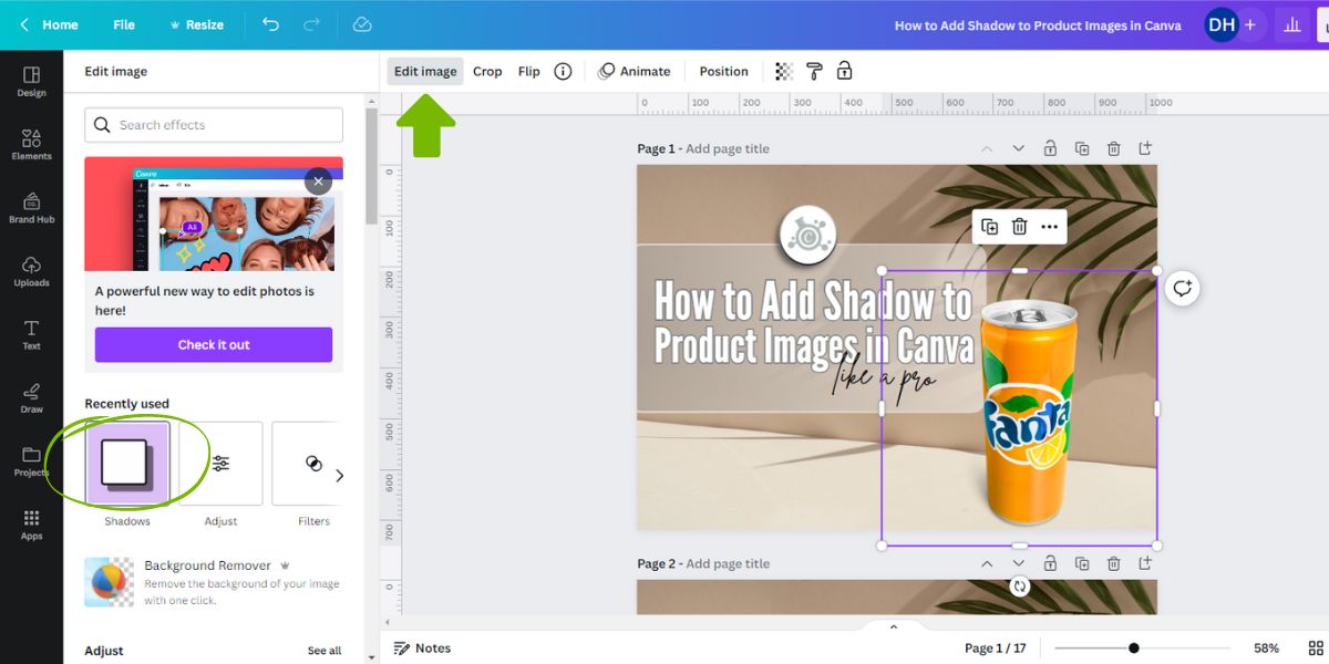 edit product image on canva