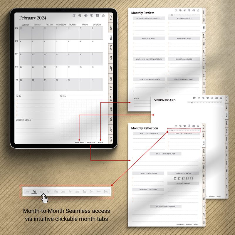 BLACK-GIRL-Digital-Planner-2024-monthly-page-features