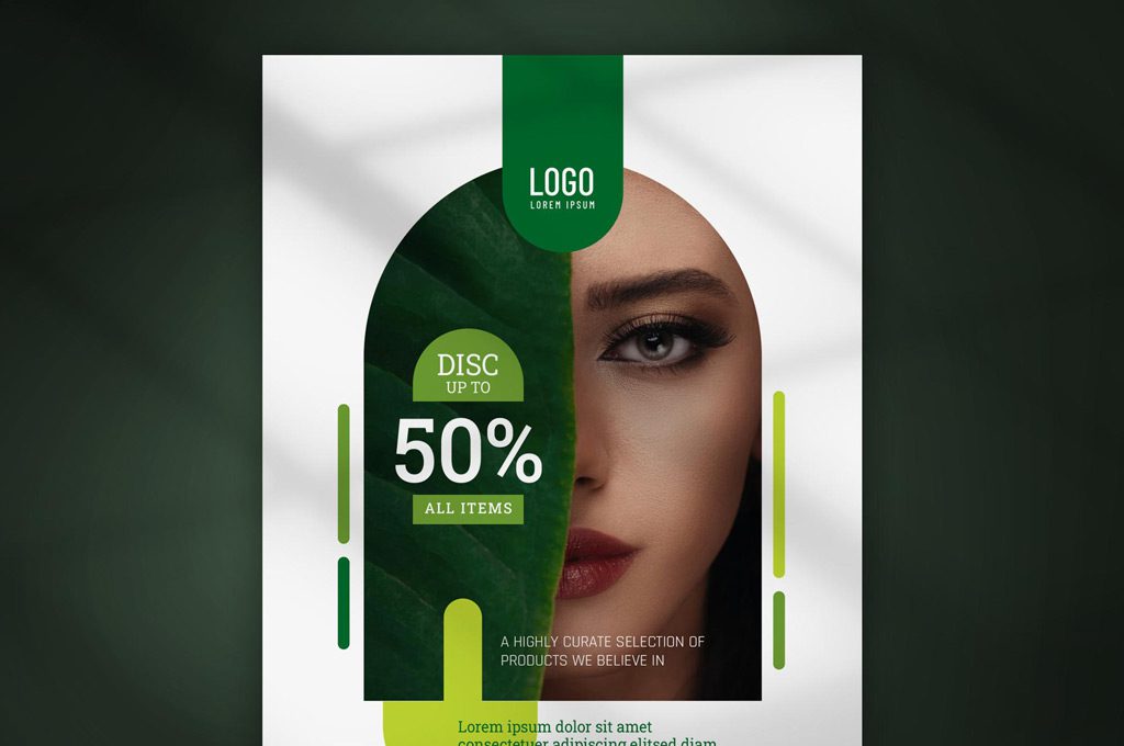 modern stylish natural green flyer brochure eyelash