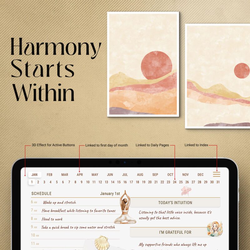 daily mindfulness journal navigation header