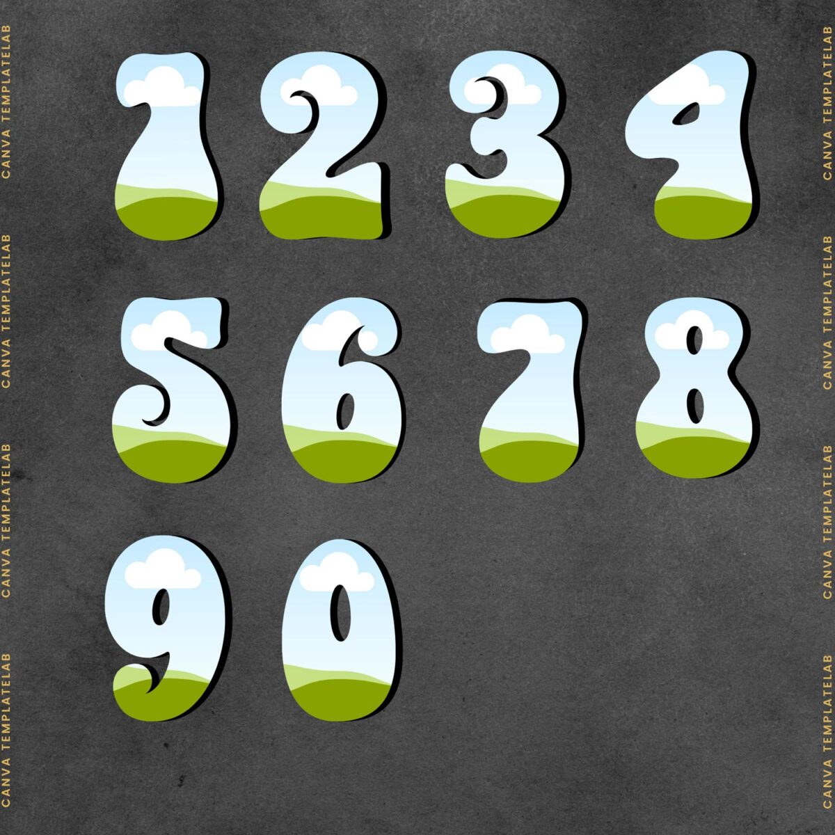 groovy letters canva frame numbers
