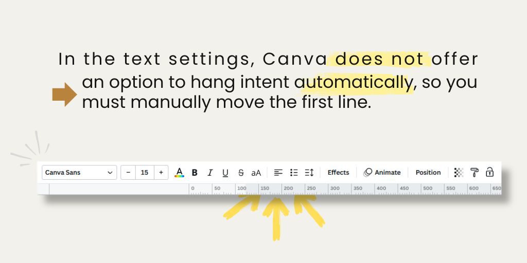 A graphic saying "Canva does not offer an option to hang intent automatically"