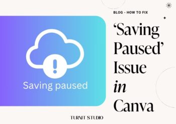 A graphic saying "how to fix Saving Paused Issue in Canva"